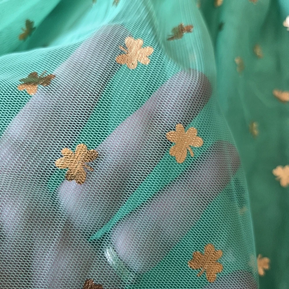 Cat & Jack New Shamrock Green & Gold Tutu Skirt Girls Medium (8) Dance Dress up